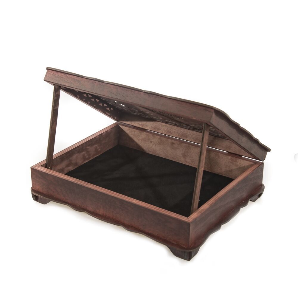 Ahşap Sandıklı Kitaplık ve Kuran Rahlesi -Bordo ( 32 x 25 cm )