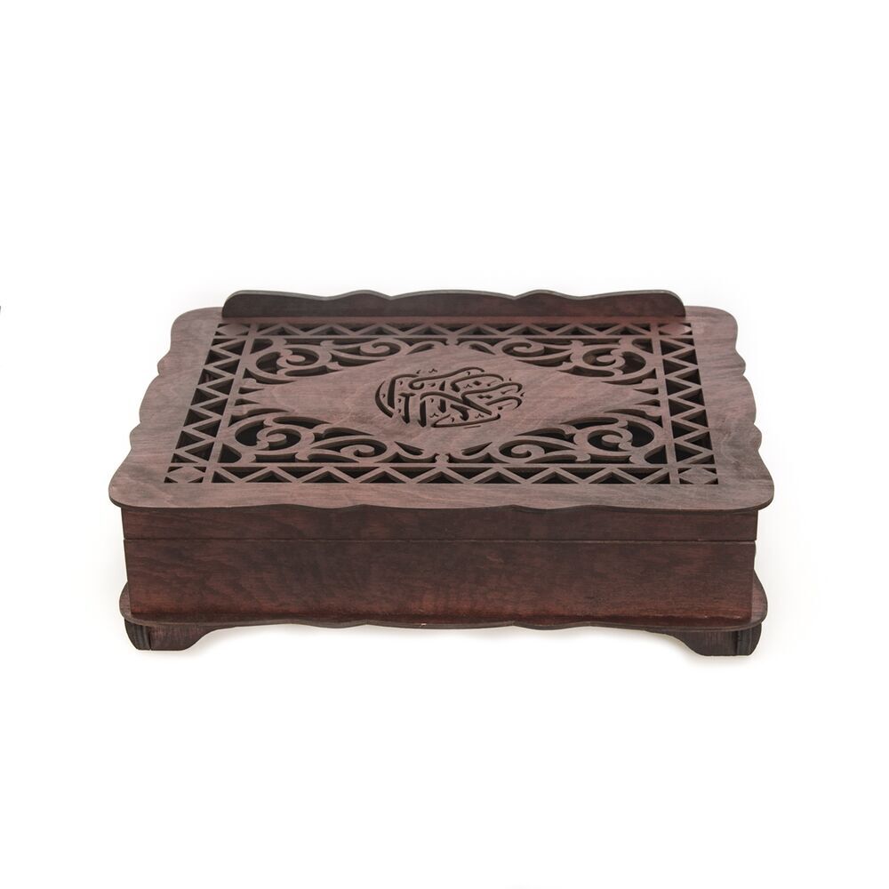 Ahşap Sandıklı Kitaplık ve Kuran Rahlesi -Bordo ( 32 x 25 cm )