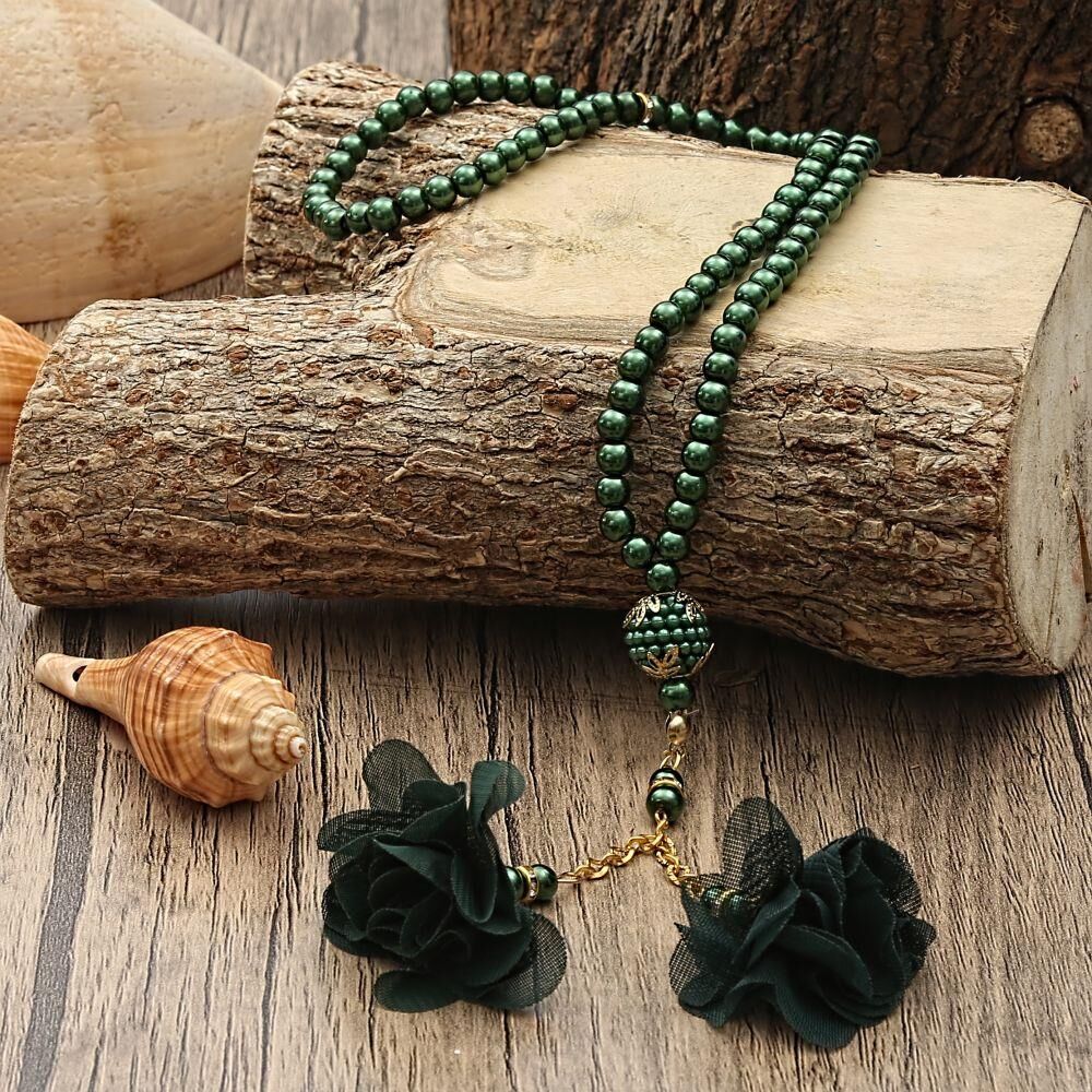 Termo  Kur’an-ı Kerim (Çanta Boy), Güllü Tesbih Seti-Yeşil