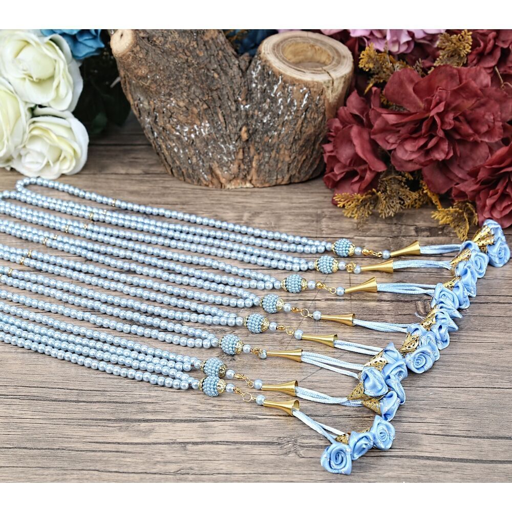 El Örmesi İnci Tesbih 6 mm Mavi