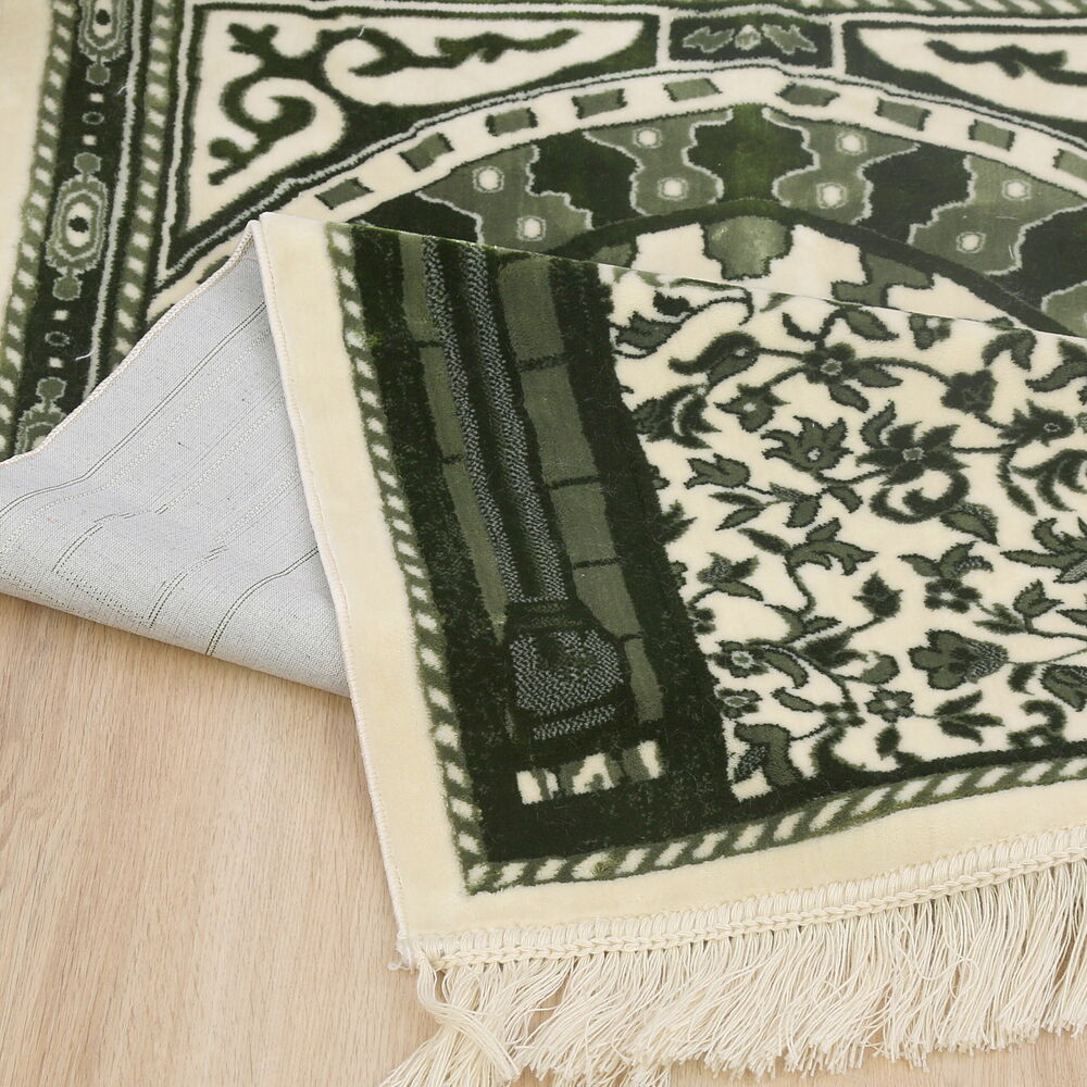 Medine Halı Tipi Kalın Yumuşak Kadife Çeyizlik  Seccade Elegant-Yeşil (70*120 cm 1040 gr)