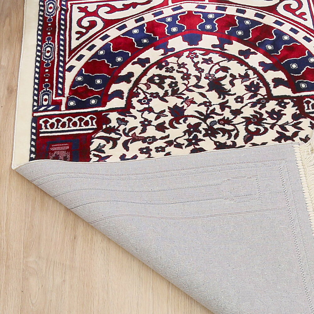 Medine Halı Tipi Kalın Yumuşak  Kadife Çeyizlik  Seccade Elegant- Bordo (70*120 cm 1040 gr)