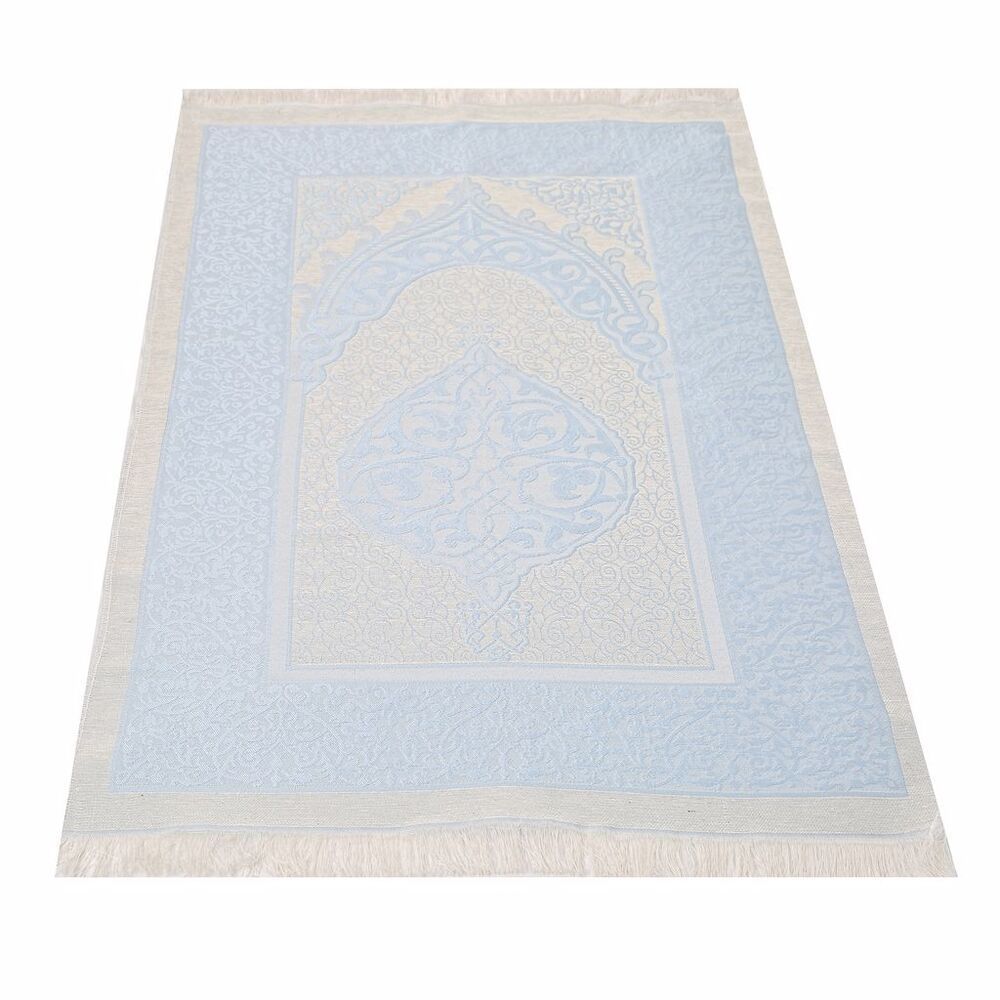 Hediyelik Kuran-ı Kerim, İnci Tesbih, Seccade, Asetat Kutulu(25X18 cm) Mevlid Paketi- Bebe Mavi