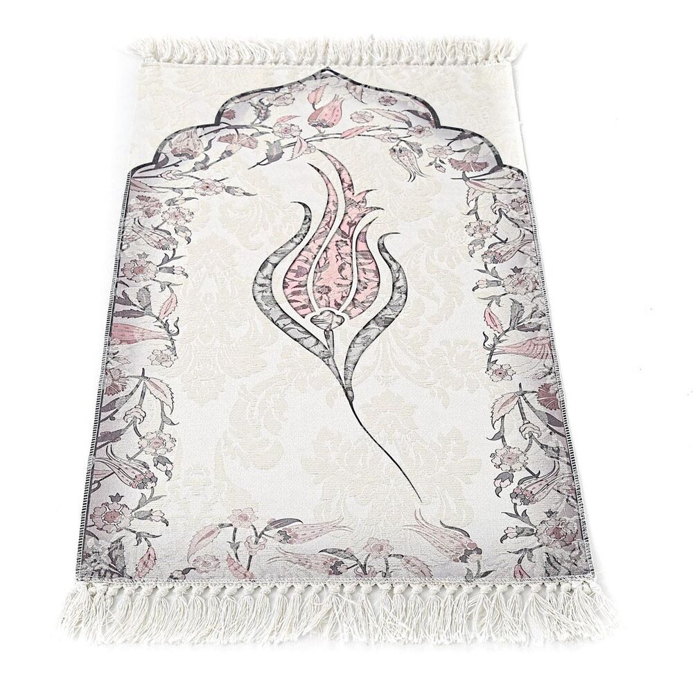 İnce Pamuk Çocuk Seccadesi Pembe- Lale 44x77 cm - 180 gr - Tesbih Hediyeli