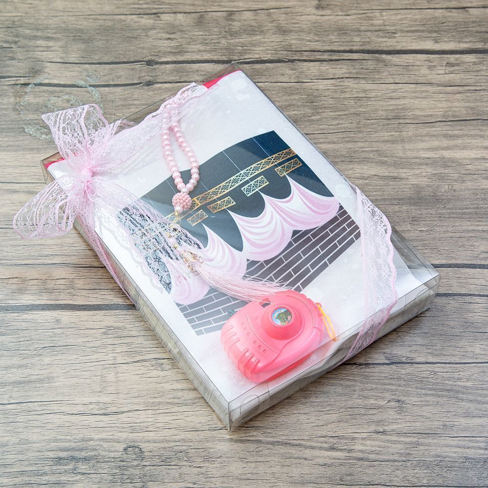 İsme Özel Çocuk Pembe Hediyelik Set Seccade Elif Ba 99 İnci Tesbih