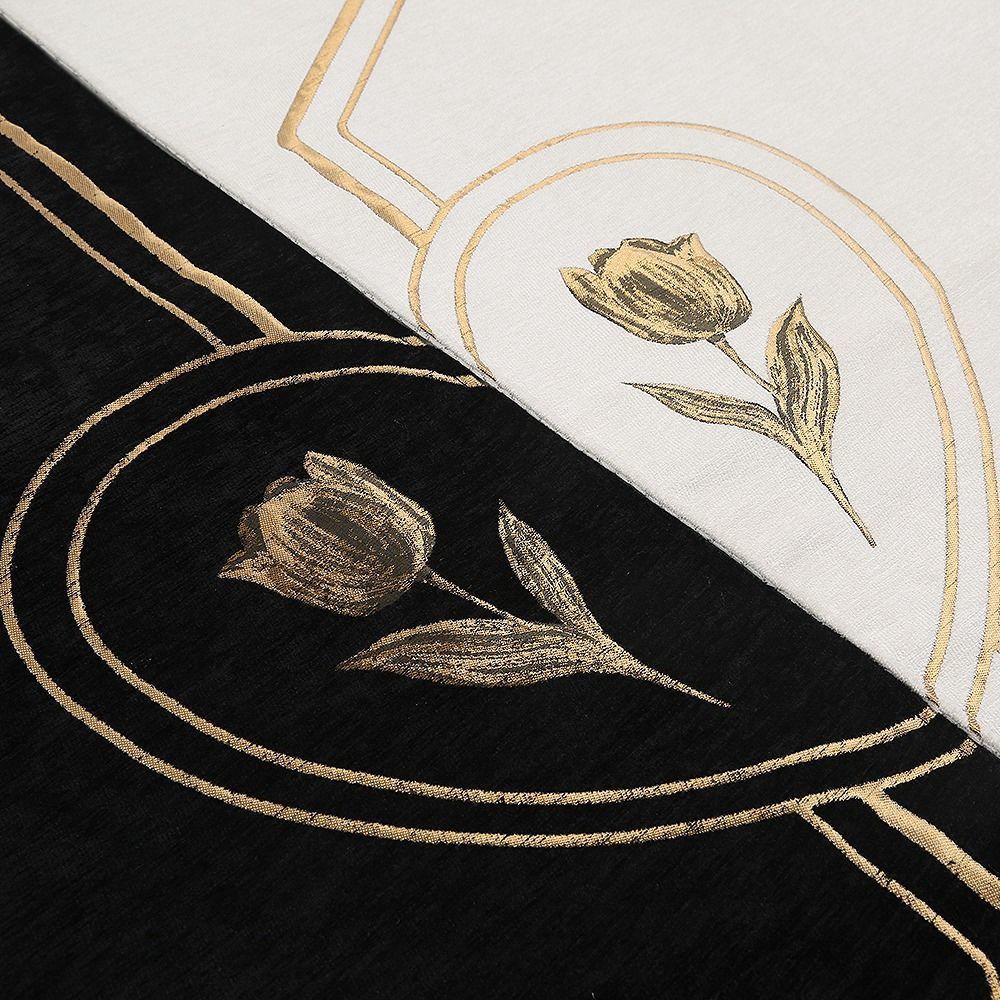 Kalbi Tamamla Eşlere Özel Çiftli Seccade Siyah Beyaz Gold İşlemeli(70*120cm330gr Tek Ürün Ölçüsü )