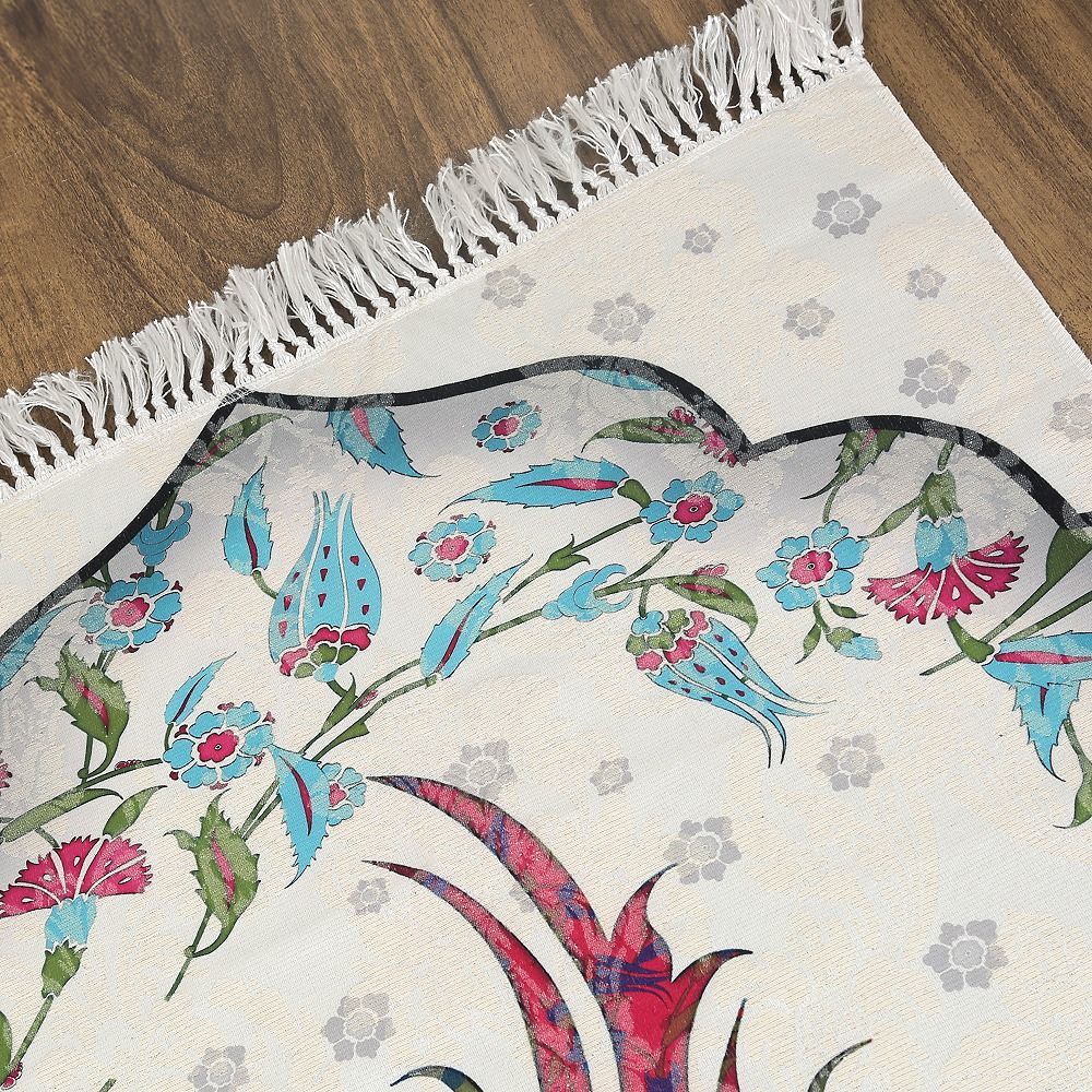 İsminizi Seccadeye Yazıyoruz İnce Pamuk Seccade Fuşya- Lale(70*117cm)