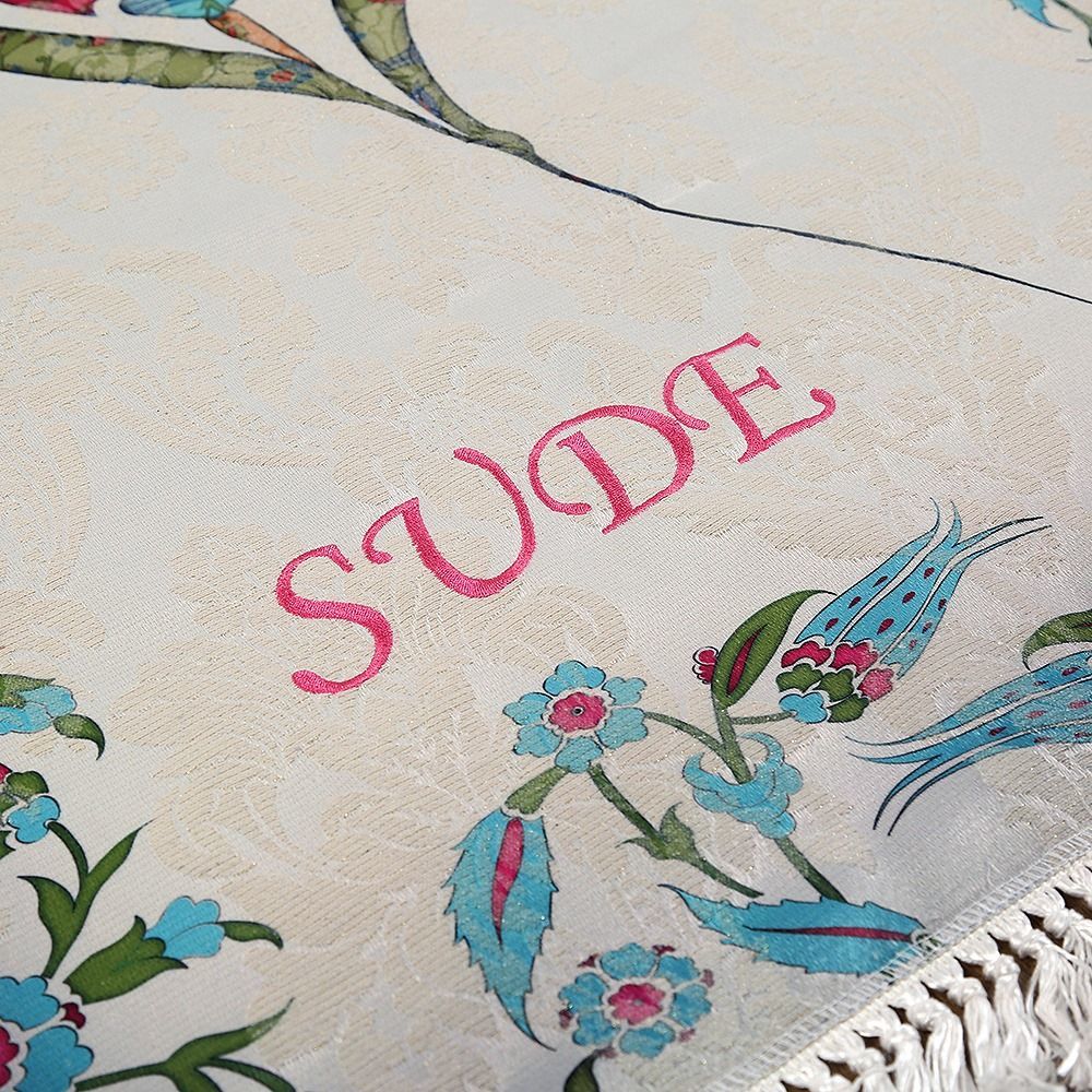 İsminizi Seccadeye Yazıyoruz İnce Pamuk Seccade Fuşya- Lale(70*117cm)