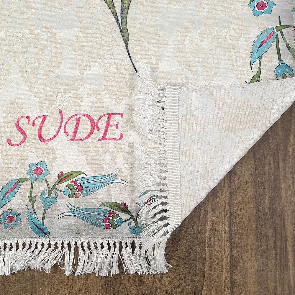 İsminizi Seccadeye Yazıyoruz İnce Pamuk Seccade Fuşya- Lale(70*117cm)