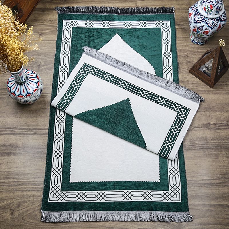 Hediyelik Çift Taraf Seccade Yeşil Krem 70x130 cm - 450 gr