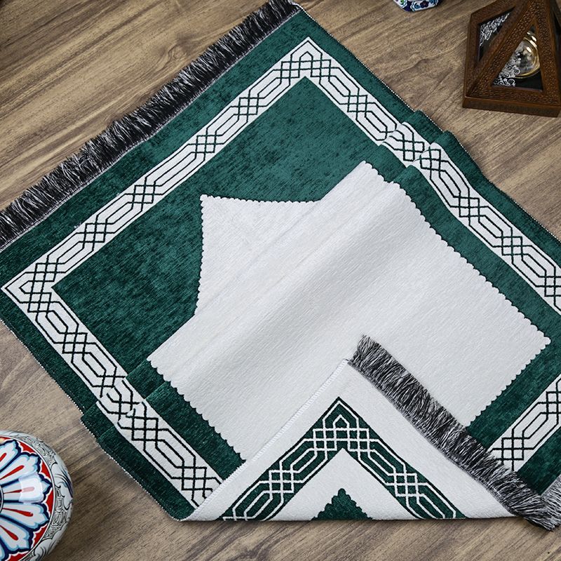 Hediyelik Çift Taraf Seccade Yeşil Krem 70x130 cm - 450 gr