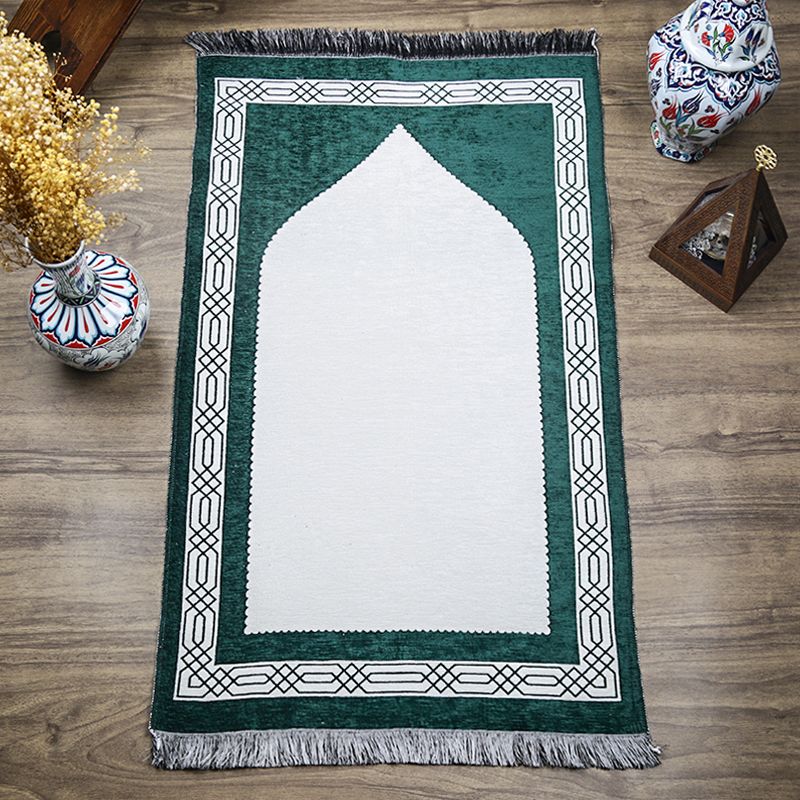 Hediyelik Çift Taraf Seccade Yeşil Krem 70x130 cm - 450 gr