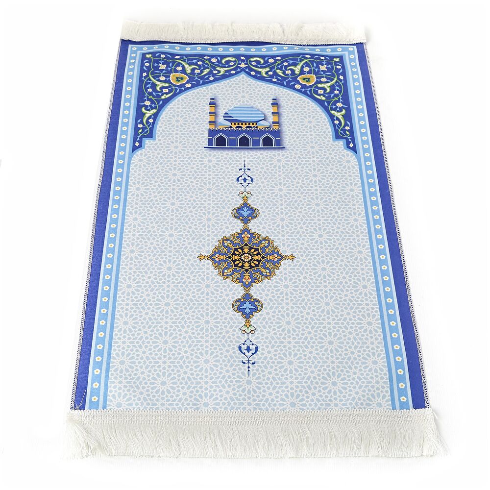 Çocuk Seccadesi Kudüs Mavi 82×45 cm 110 gr- Tesbih Hediyeli