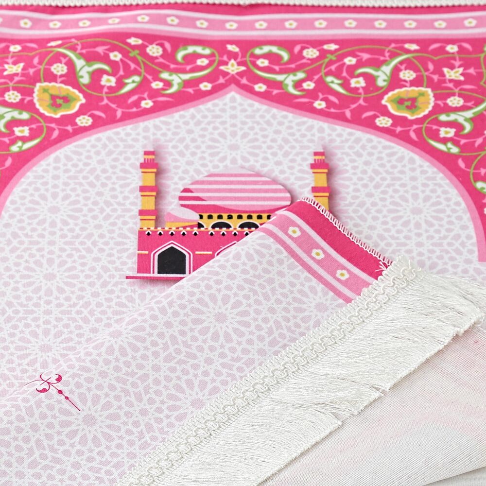 Çocuk Seccadesi Kudüs Pembe 82×45 cm 110 gr- Tesbih Hediyeli
