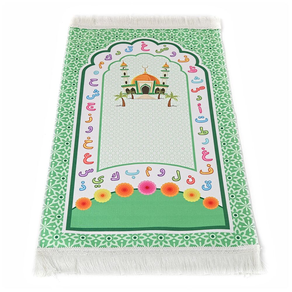 Çocuk Seccadesi Aksa Yeşil 82×45 cm 110 gr - Tesbih Hediyeli