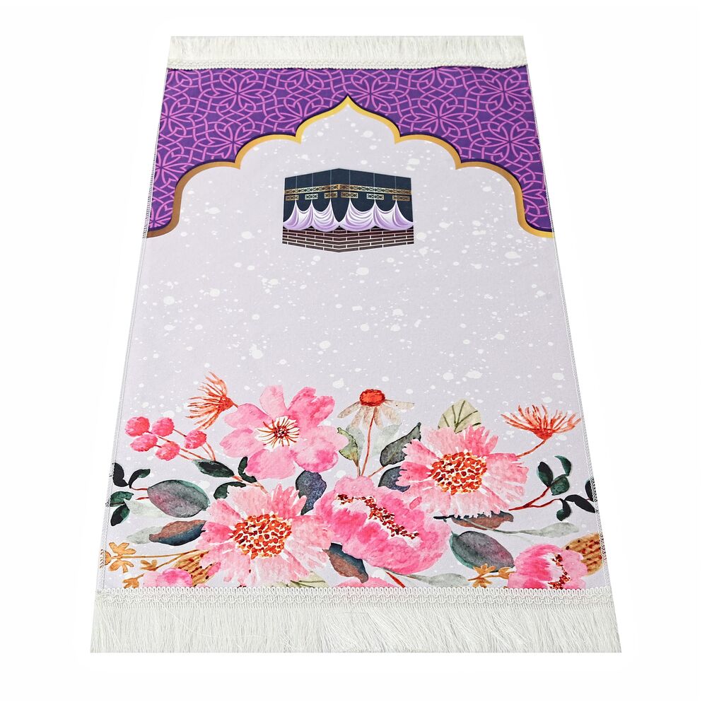 Çocuk Seccadesi Kabe Mor 82×45 cm 110 gr - Tesbih Hediyeli