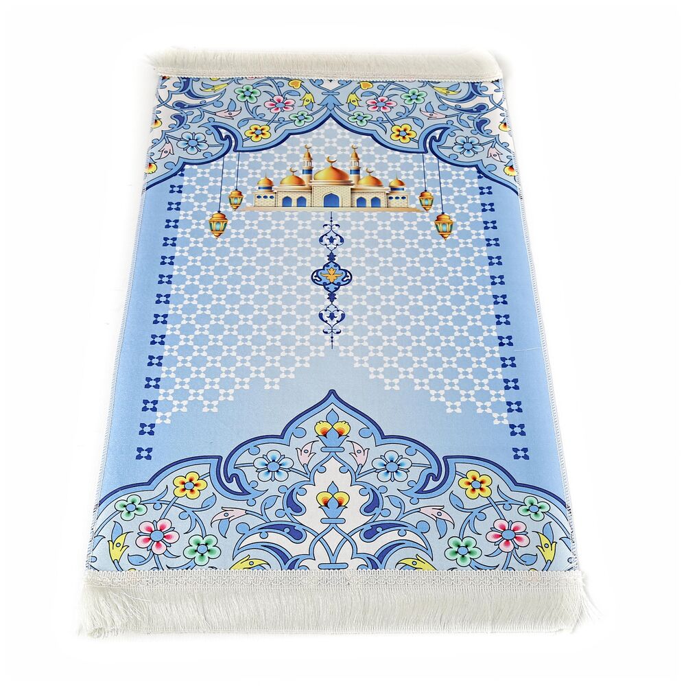 Çocuk Seccadesi Nebevi - Mavi 82×45 cm 110 gr - Tesbih Hediyeli
