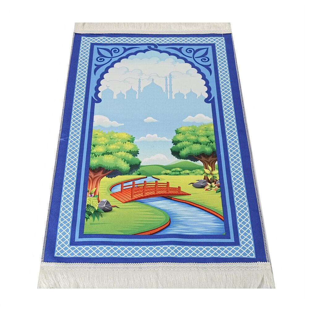 Çocuk Seccadesi Köprü - Lacivert 45x82 cm - 110 gr - Tesbih Hediyeli