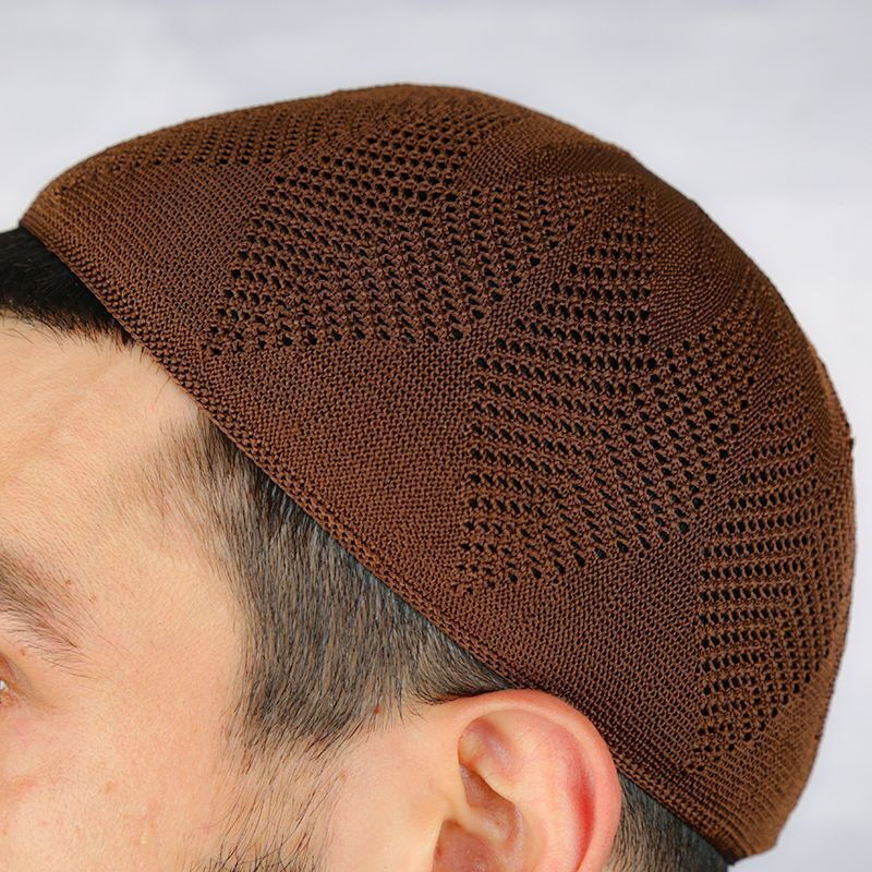 Hediyelik Haki Pamuklu Şal, Kahverengi Takke, Zikirmatik, Alkolsüz Esans 3 ml-167 gr