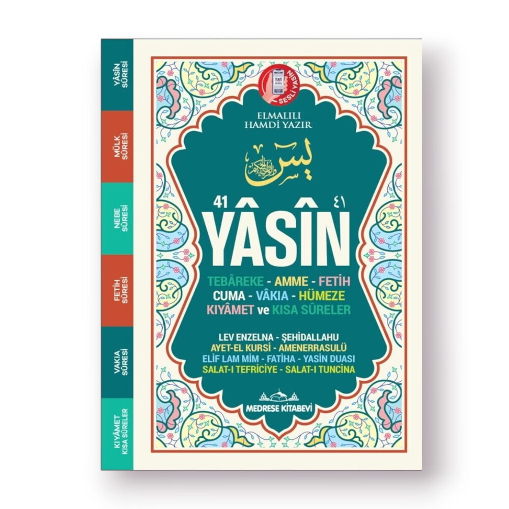 41 Yasin 10 Adet  Karton Kapak, Bilgisayar Hatlı ,Elmalılı Hamdi Yazır mealli 128 Sayfa, 12*16 cm ,Çanta Boy,Sesli Yasin-Mavi