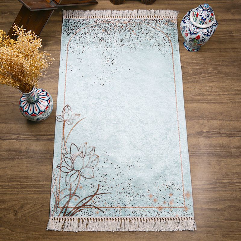 Çeyizlik Seccade Leyali Serisi Mavi 65×115 cm - 320 gr