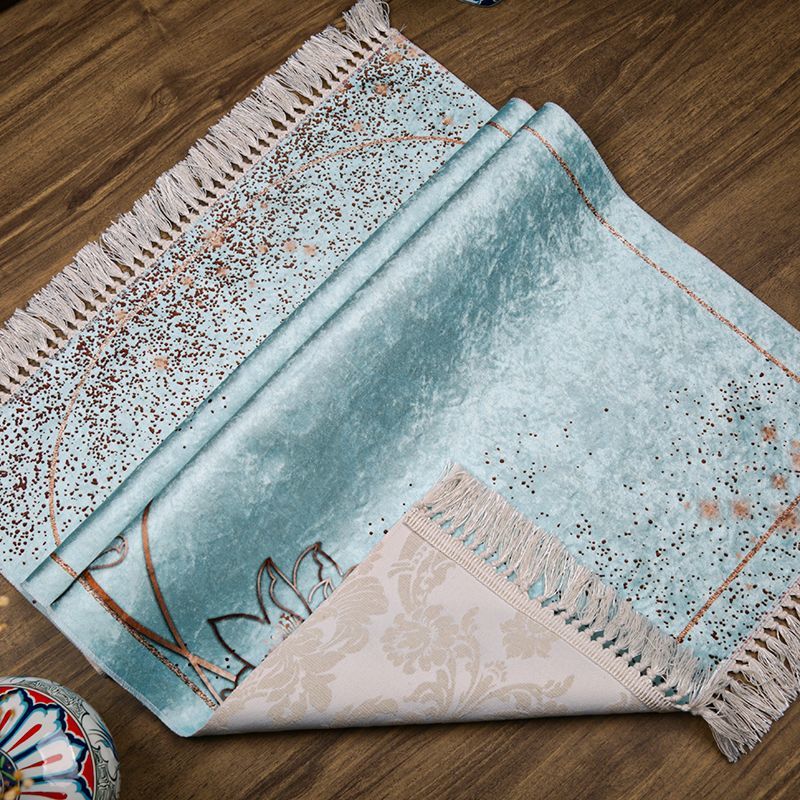 Çeyizlik Seccade Leyali Serisi Mavi 65×115 cm - 320 gr