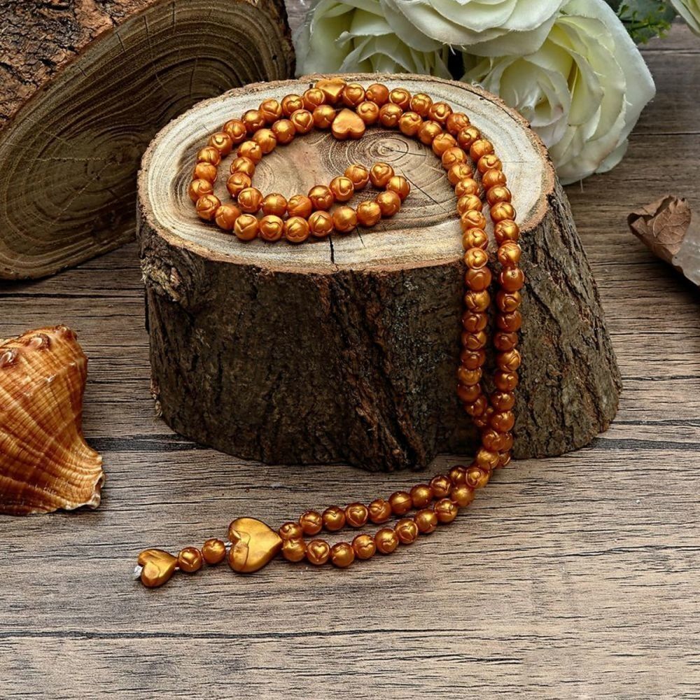 Hediyelik Kadife Yasin Cüzü Çanta Boy, Kalpli Tesbih, Tül Keseli Mevlid Paketi-Kahve