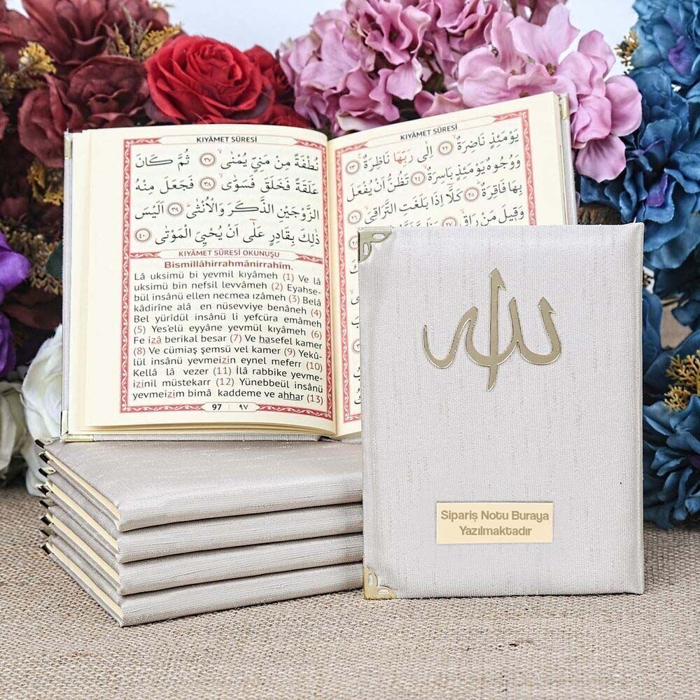 Hediyelik Şantuk Kumaş Çantalı Yasin Kitabı ( 16.5 x 12.5 cm ) Gri