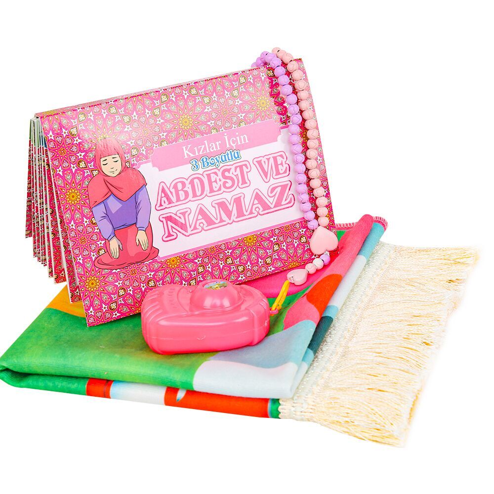 Kız Çocuk Abdest Ve Namaz İbadet Seti 30x16cm 110gr
