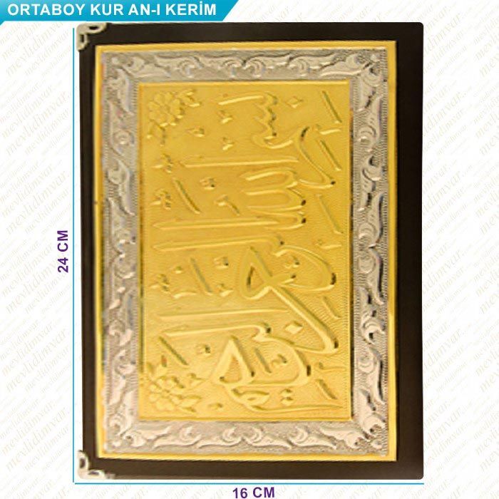 Gümüş-Yaldız  Kaplama Kur’an-ı Kerim (Orta Boy) Mühürlü ( 16x24 cm )