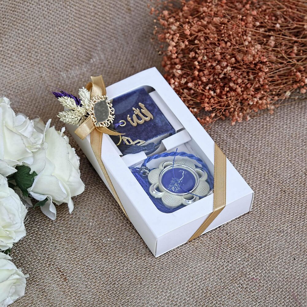 Araç Süsü Ayetel Kürsi Yazılı, Mini Kur’an Seti-Lacivert