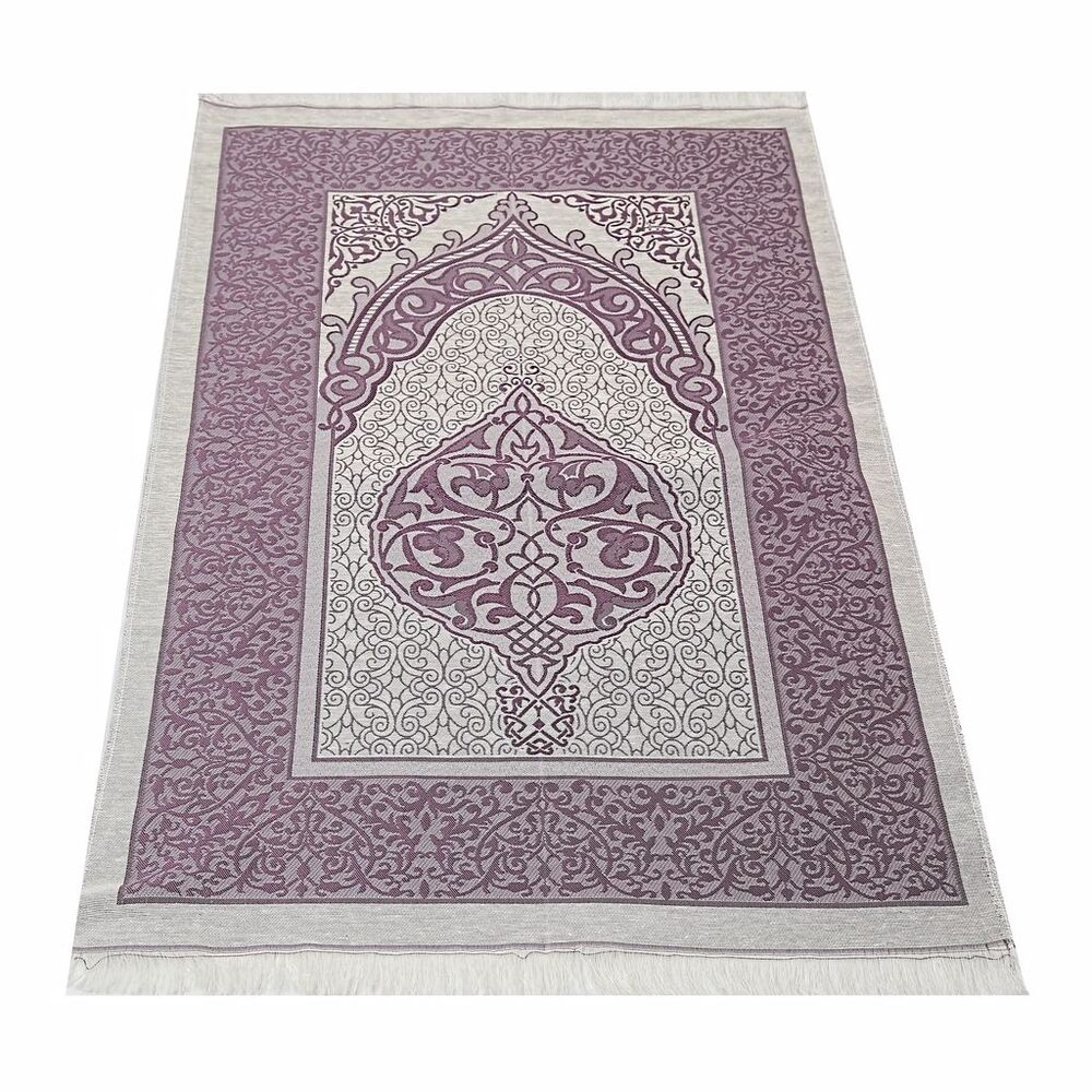 Hediyelik Seccade, İnci Tesbih, Kur’an-ı Kerim (Çanta Boy), Asetat Kutulu (26×23) Dini Set-Mor