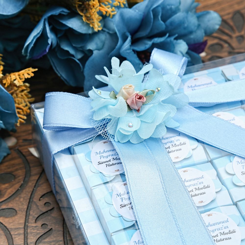 Erkek Bebek Lokumu (Fıstıklı) 25 Adet - 20*20 cm