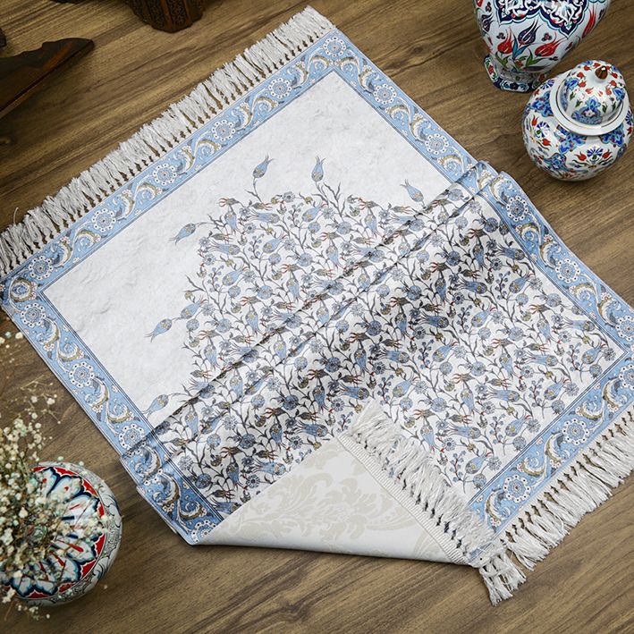 Damat Bohçası Seccadesi Çini Desen Mavi