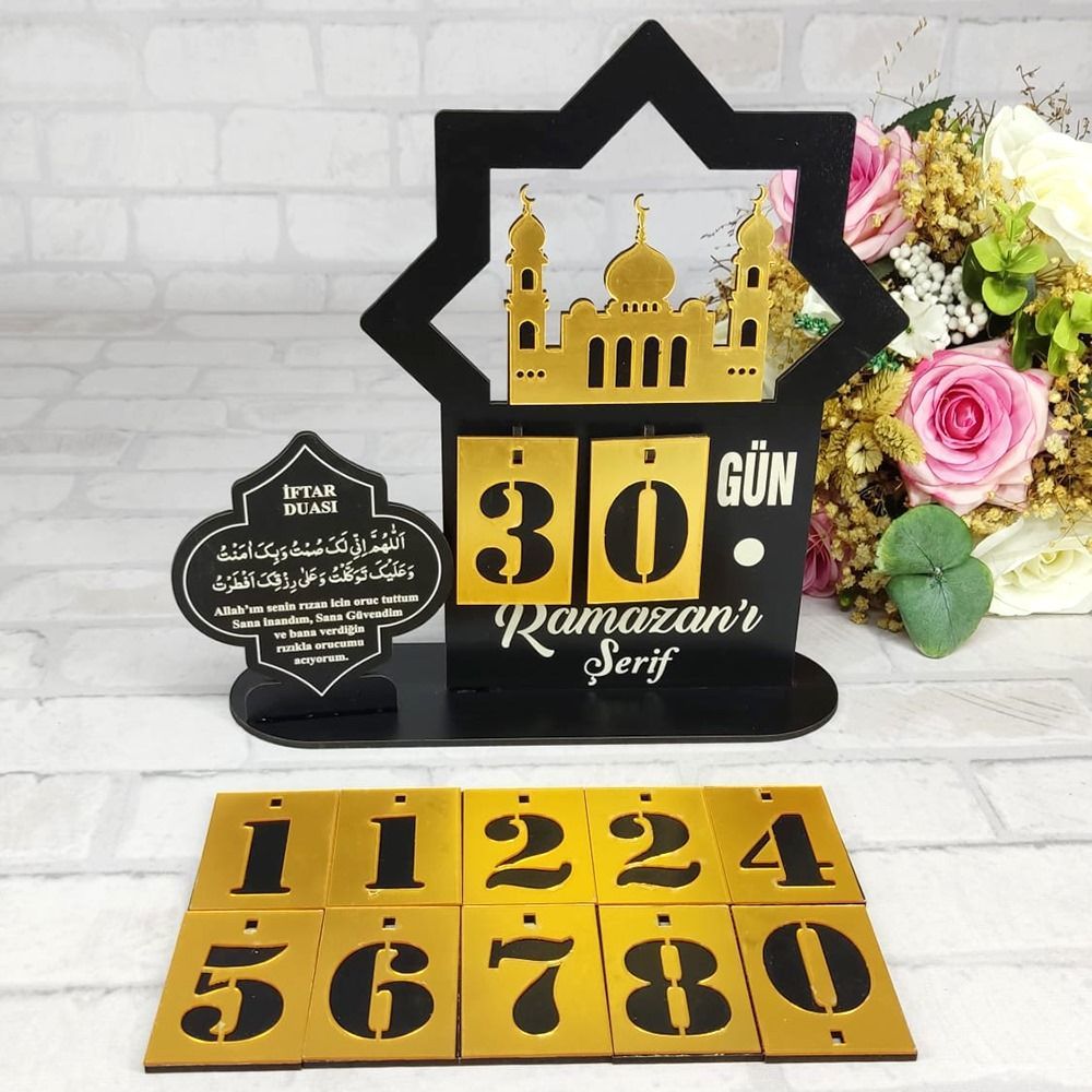Masaüstü Ramazan Süsü, Oruç Dualı, Ramazan Takvimi Yıldız Model(26*23cm210 gr)