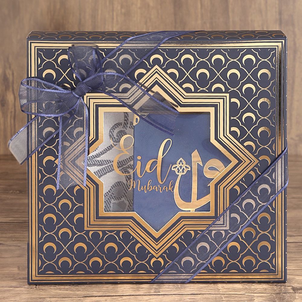 Hediyelik Ramazan Paketi Eid Mubarak Mihmandar Lacivert(26*26*6 cm735gr)