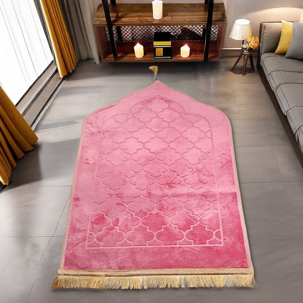 Soft Yumuşak Kapitone Peluş Seccade (80 x 120 cm - 900 gr)-Pembe