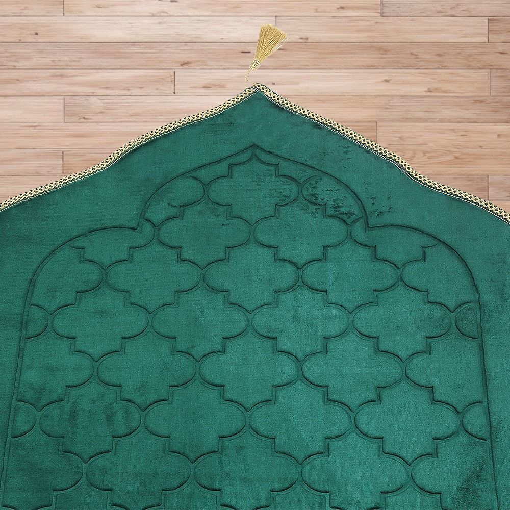 İsminizi Seccadeye Yazıyoruz Kapitone Soft Yumuşak Kapitone Peluş Seccade (80 x 120 cm - 900 gr) Yeşil