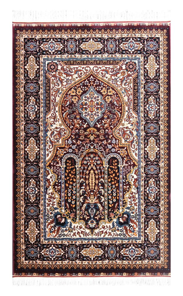 Lale Mihrap  Seccade  Ultra Lüks % 100 Modal, Sık Dokuma Halı  Seccade- Bordo (80x120 cm)