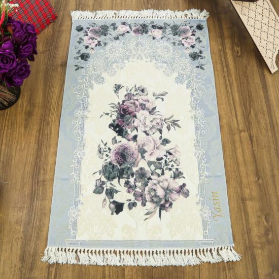 İsme Özel Lüks Hürrem Astarsız Seccade - Gri 68 x 117 cm