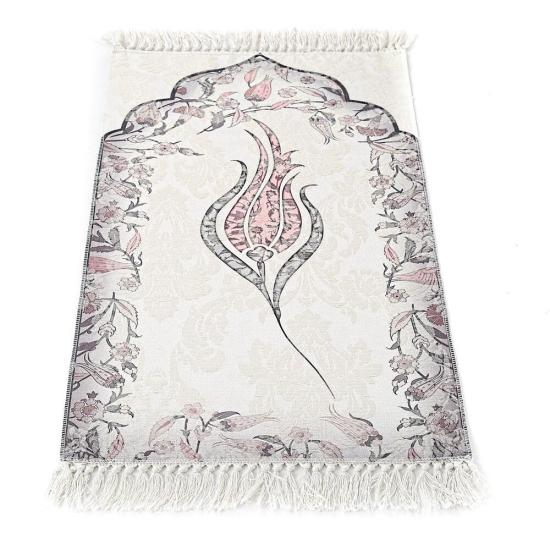 İnce Pamuk Çocuk Seccadesi Pembe- Lale 44x77 cm - 180 gr - Tesbih Hediyeli