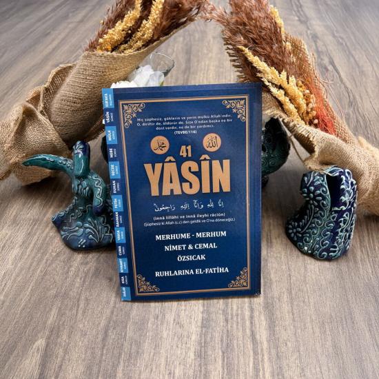 Lacivert Yasin Cüzü İsim Baskılı 30 Adet (Orta Boy 16×24, 192 Sayfa)