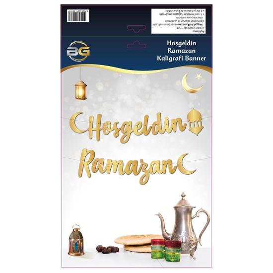 Ramazan Süsü Hoşgeldin Ramazan Kaligrafi Banner Ramadan Kerim (210cm)