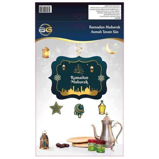 Ramazan Süsü Ramadan Mubarek Asmalı Tavan Süs(130 x 33 cm)