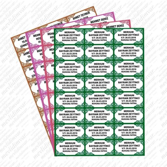 İsim Yazılı Yapışkanlı Etiket (Sticker) 24 Adet