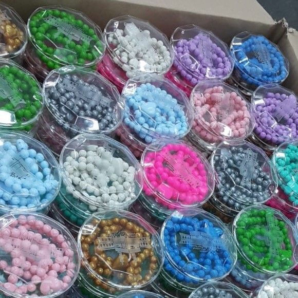 Kokulu Tesbih Kabe Yuvarlak Kutulu Paket 45 Adet Karışık Renk