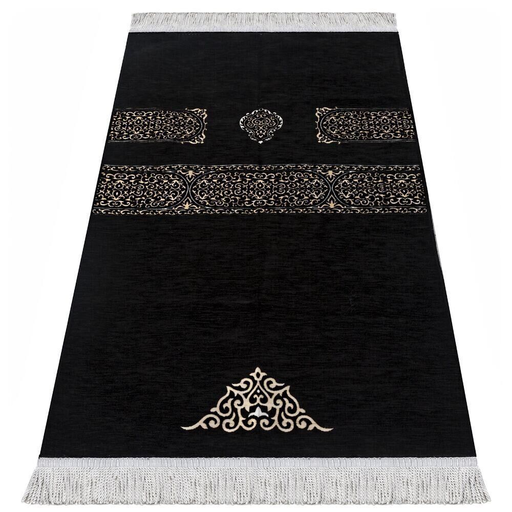 Hediyelik Kabe Duvar Desenli Seccade, Kristal Tesbihli Set