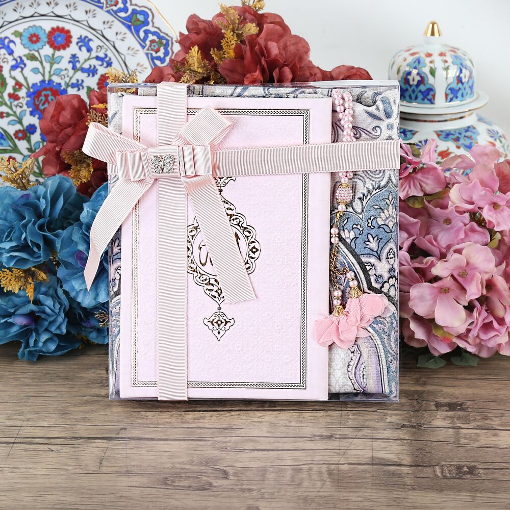 Anneler Günü Hediyesi Termo  Yasin Kitabı, Seccade, Güllü Tesbihli Set-Pembe
