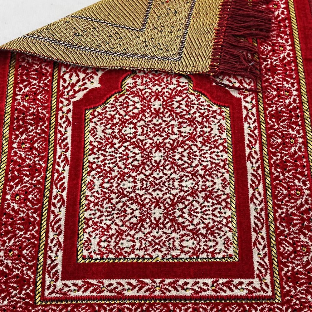 Kadife Çocuk Seccadesi - Kırmızı 39x80 cm - 180 gr - Tesbih Hediyeli